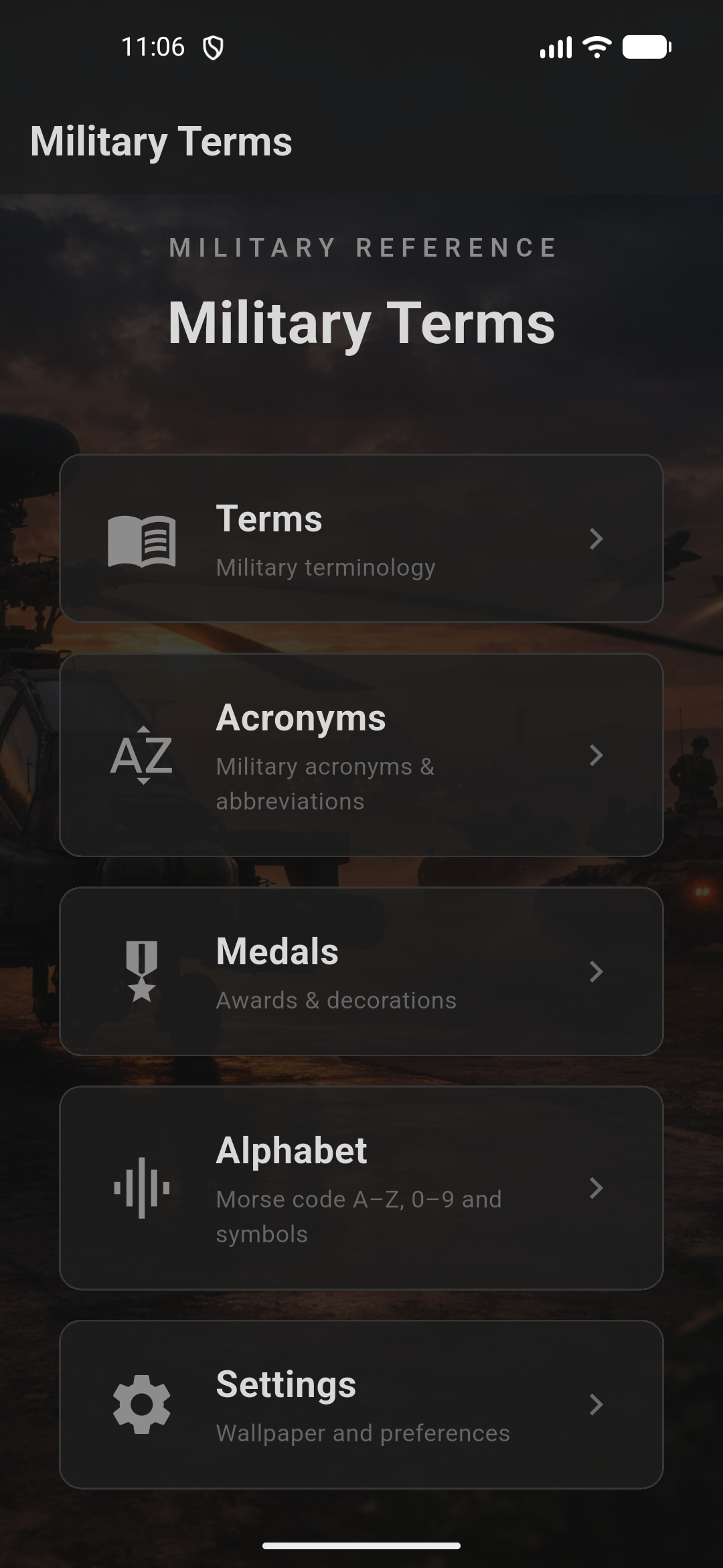 Main Menu screen