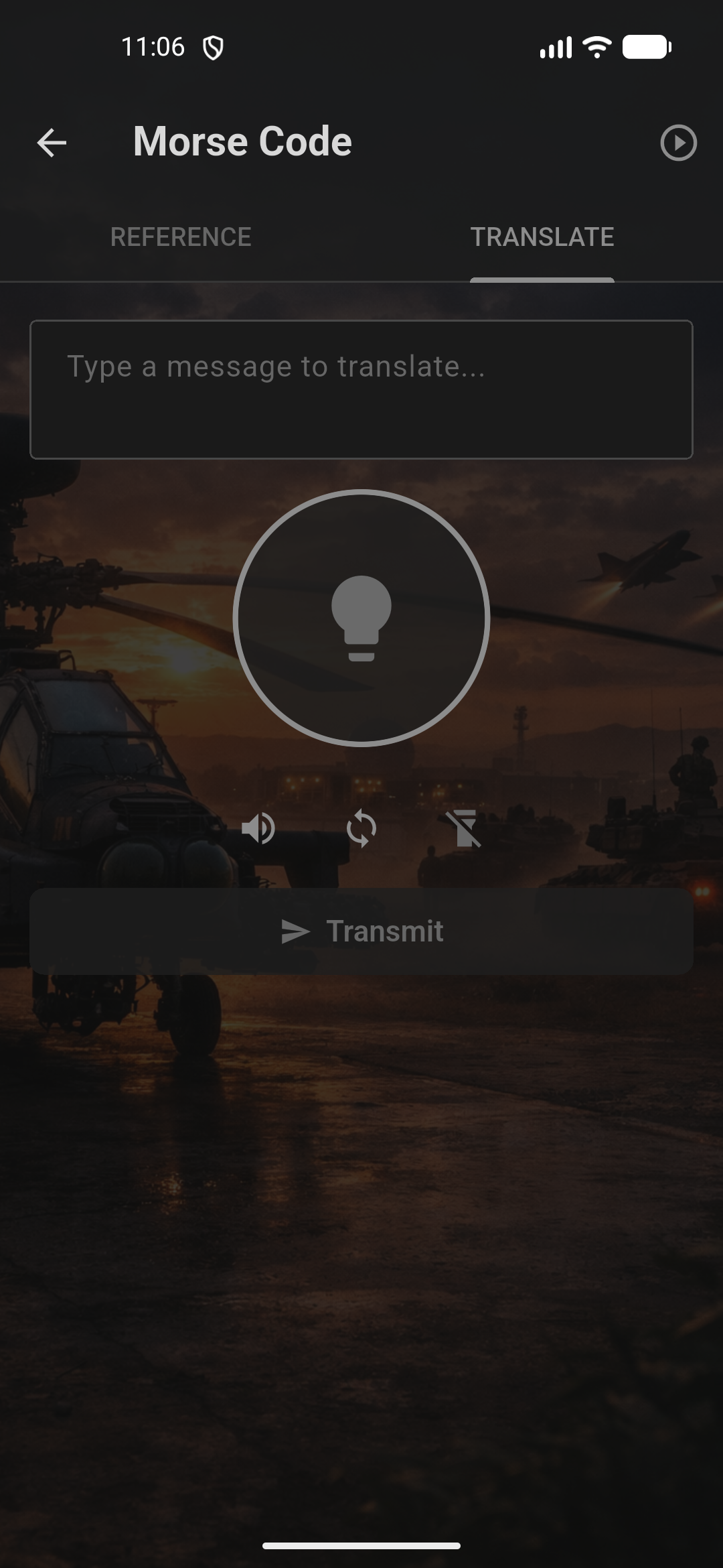 Morse Code Translate screen